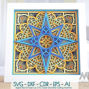 Boussole Mandala SVG Dxf, Layered Compass Svg, ShadowBox Compass Paper Cut Template, Cricut Compass Svg, Multi-layer Compass coupe fichiers - M197