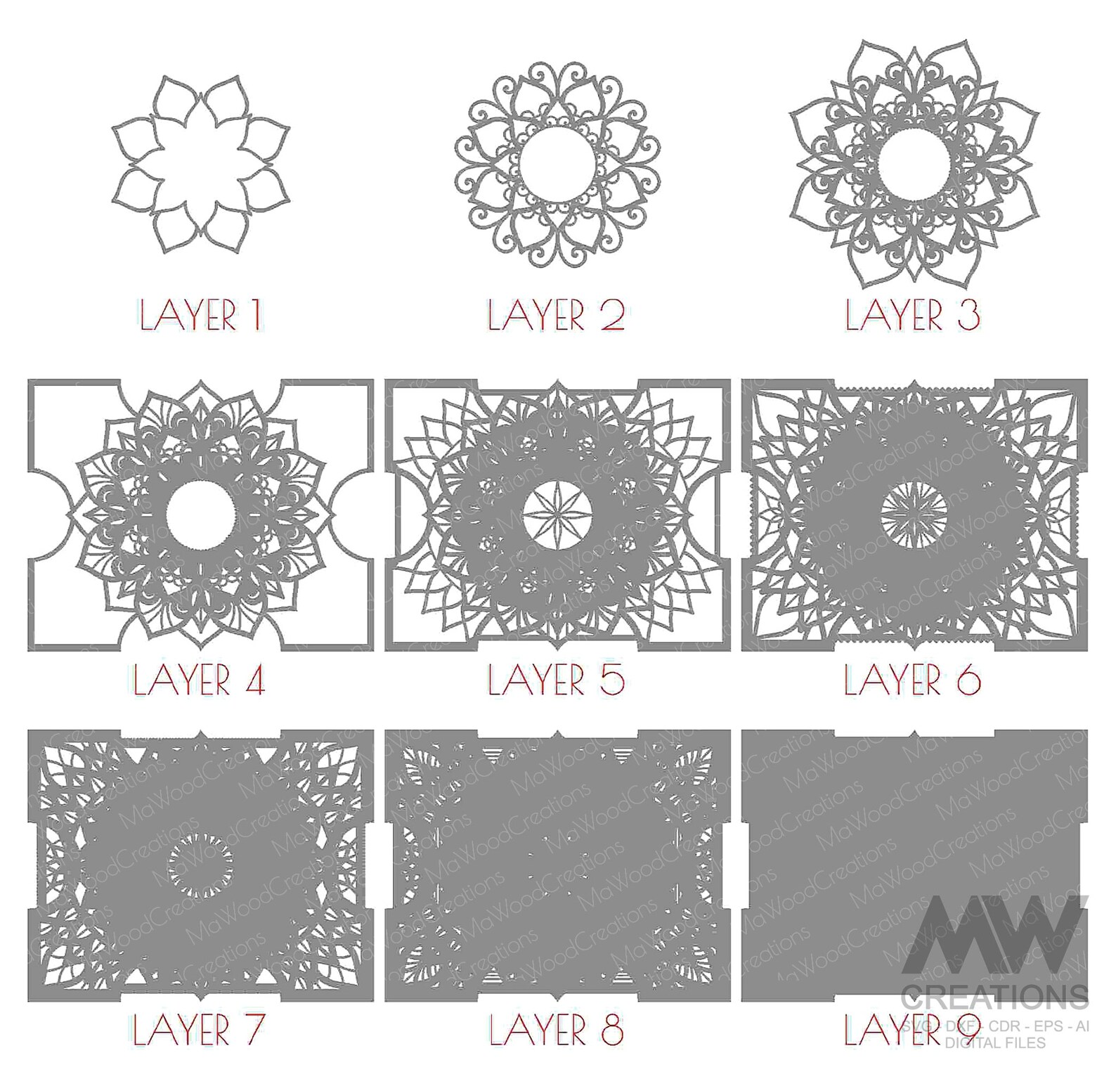 Dxf Shape Rectangular Mandala DXF Laser Cut Pattern, Rectangular Mandala SVG Dxf, Cricut Svg ...