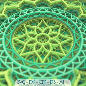 3d Layered Mandala Svg, Shadow box Mandala Svg paper cut, Flower Mandala Cricut file, Multi-layer Shadow box Mandala, 3d Svg Mandala - M166