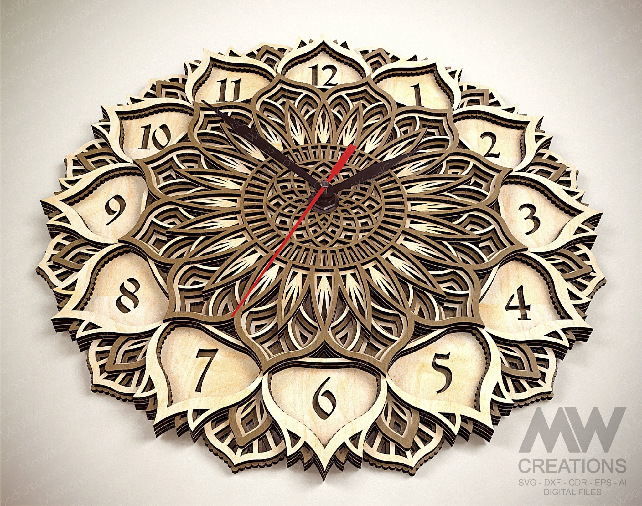 Laser Cut Clock Svg Dxf, 5 Layer Clock Cut Files, Laser Cut Multi-layer ...