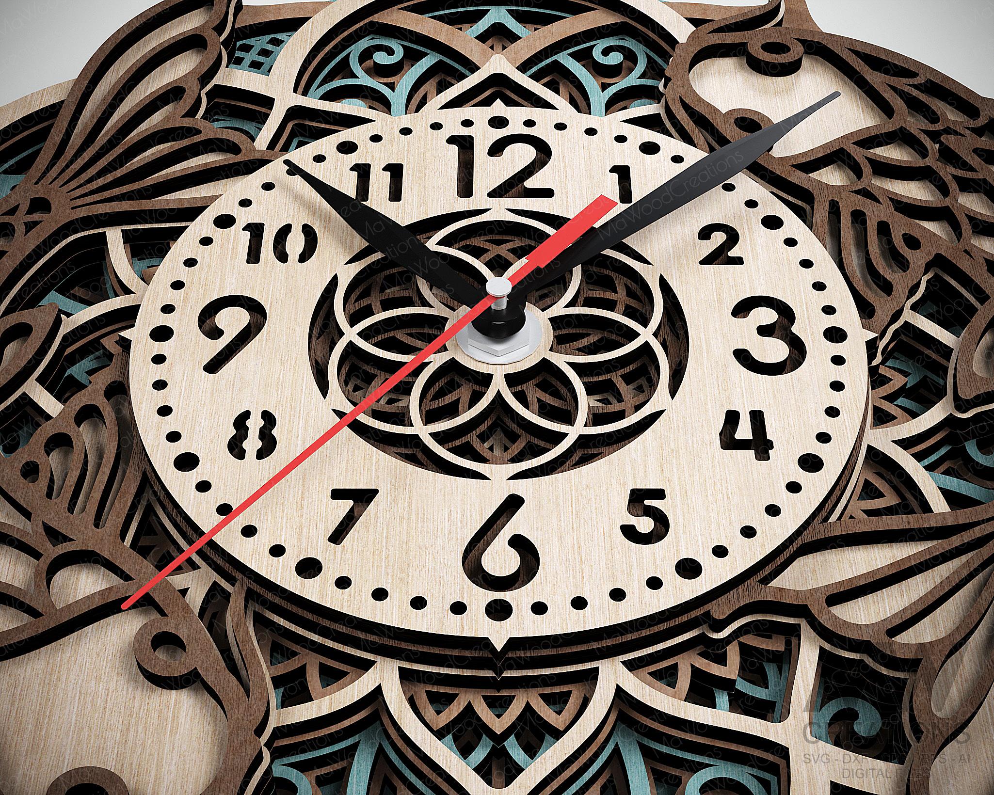 Layered Laser Cut Clock Template Multilayer Koi Fish Clock SVG Dxf ...