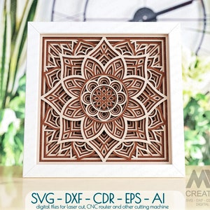 8 strati Mandala Shadow Box Svg file di taglio carta, Layered Mandala SVG, 3d Svg Mandala, Shadow Box Svg Flower Mandala file per Cricut - 017_SB