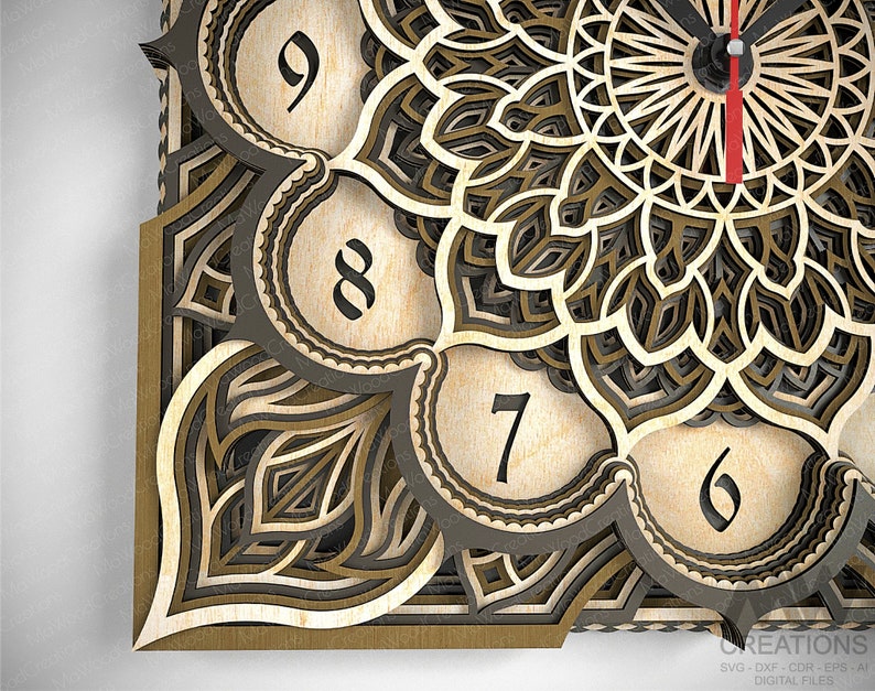 9 Layer Clock Svg, 3d Layer Svg Clock, Laser Cut Multi-layer Clock Cut ...