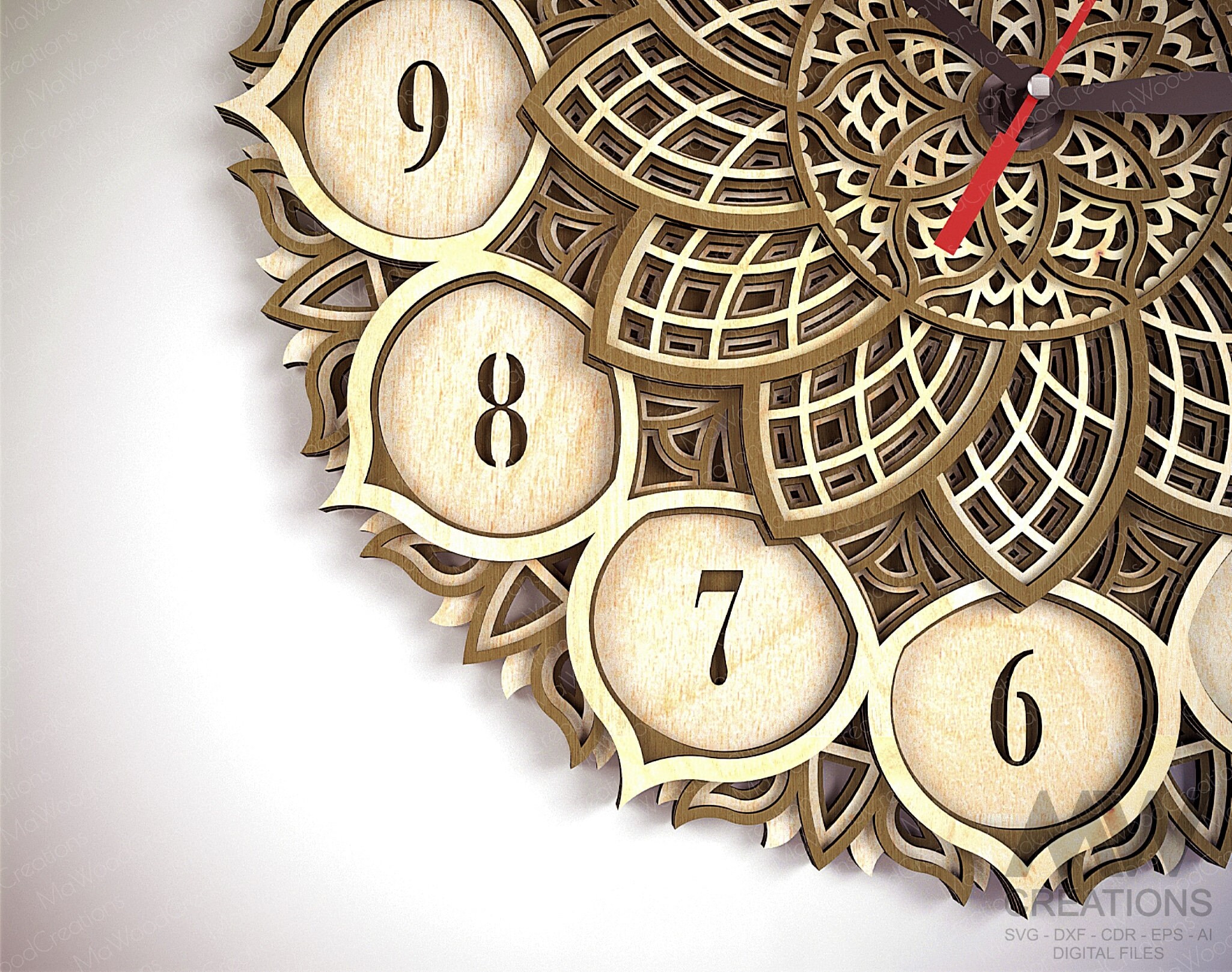 Laser Cut Clock SVG Dxf, Layered Mandala Clock Svg, Multi-layer Clock ...
