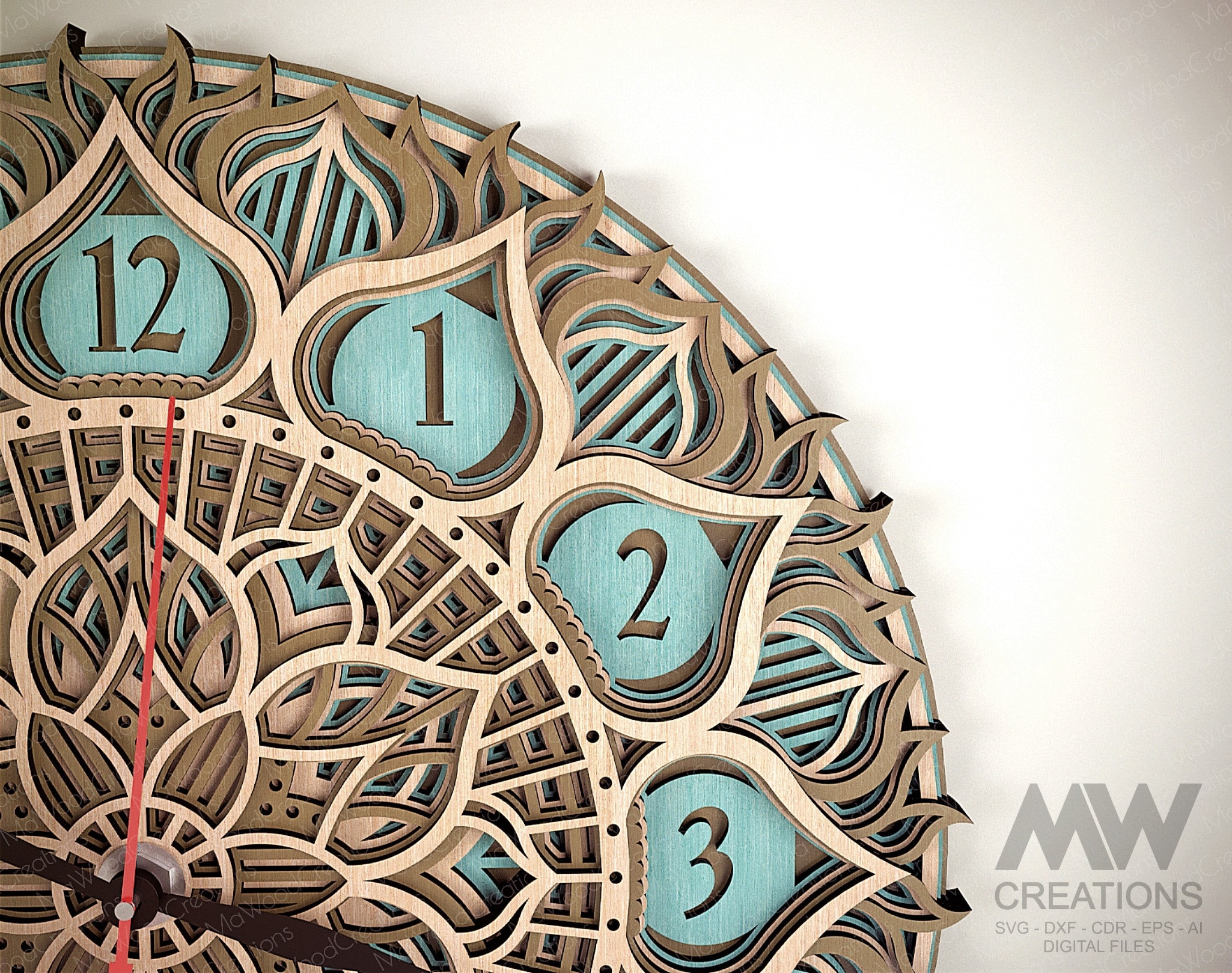 Laser Cut Clock Svg Dxf, 5 Layer Clock Cut Files, Laser Cut Multi-layer ...