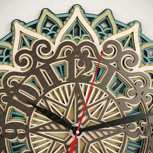 Multi Layer Clock Laser Cut Files, Mandala Clock Svg, 3d Svg Compass ...