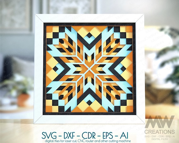 Shadow Box Quilt Svg, 3d Quilt Paper Cut Design, Cricut SVG Barn