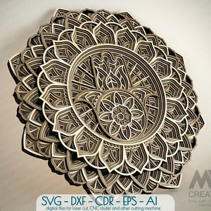 Hamsa Mandala Svg Dxf, Hand of Fatima Mandala, Mandala SVG for Cricut, Glowforge 3D Mandala Svg, Protection Symbol Mandala cutting file -M13