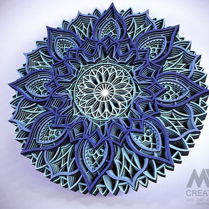 Laser Cut Mandala SVG DXF, 3D layer Mandala template, Flower Mandala cutting files, Multilayer Mandala Svg Dxf, Layered 3D Wood Art - M122 image 3