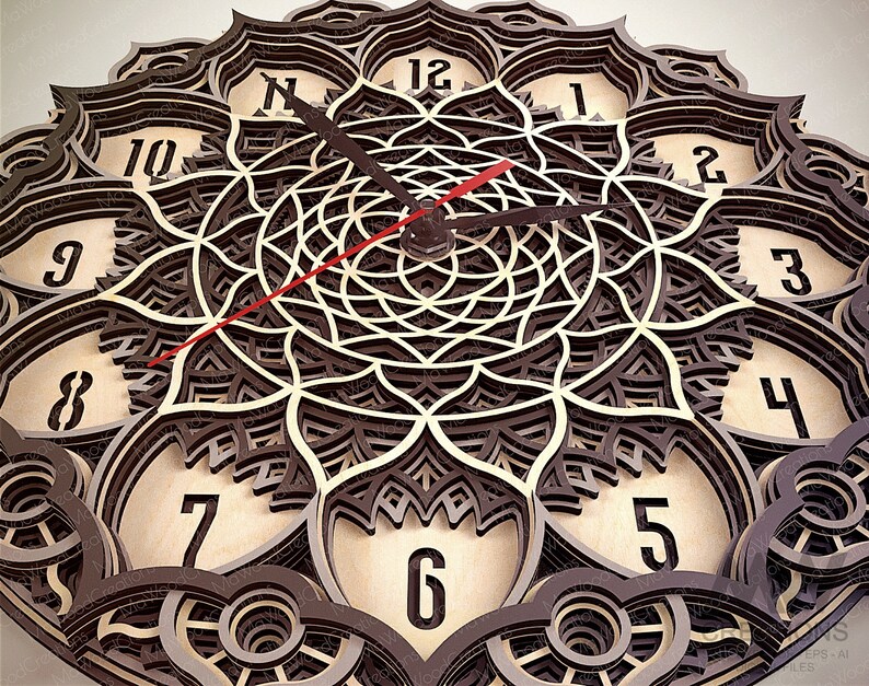 7 Layer Mandala Clock Svg 3d Layer Svg Clock Multi Layer - Etsy Canada