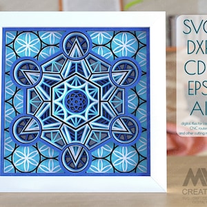 Metatron Cube Mandala Svg Dxf, Layered Metatron Mandala SVG, 3d Svg Multi-layer Metatron Cube, Shadow Box Svg Metatron Cube Cricut file