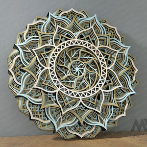 File Mandala SVG a 8 strati, livello 3D Mandala SVG, file Mandala a strati tagliati al laser, file dxf Multistrato Wall Art Modello di taglio laser - M020a