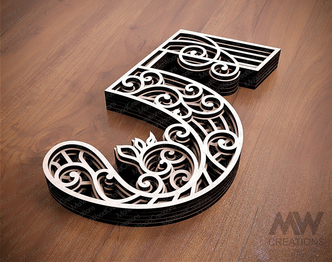 Layered Number 5, Layered Numbers SVG, Multilayer Number 5, Numbers SVG ...
