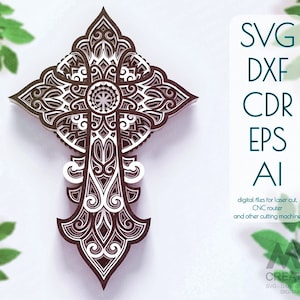 Gelaagde Cross papier gesneden sjabloon, Laser gesneden Cross Svg, Cricut Cross SVG, Layer Svg Cross, Religious Cross Svg, Cross voor Glowforge - Cr41