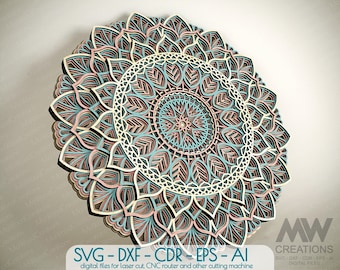 Laser cut Multilayered Mandala SVG, 3d Layer Flower Mandala, Cricut svg Mandala cut file, Glowforge 3D Mandala Svg, Laser Cut Mandala - M17
