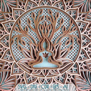 Albero della vita a strati SVG DXF, Albero della vita Layer Mandala, Albero della vita multistrato SVG Dxf, Albero della vita Cricut, Albero della vita tagliato al laser - M73