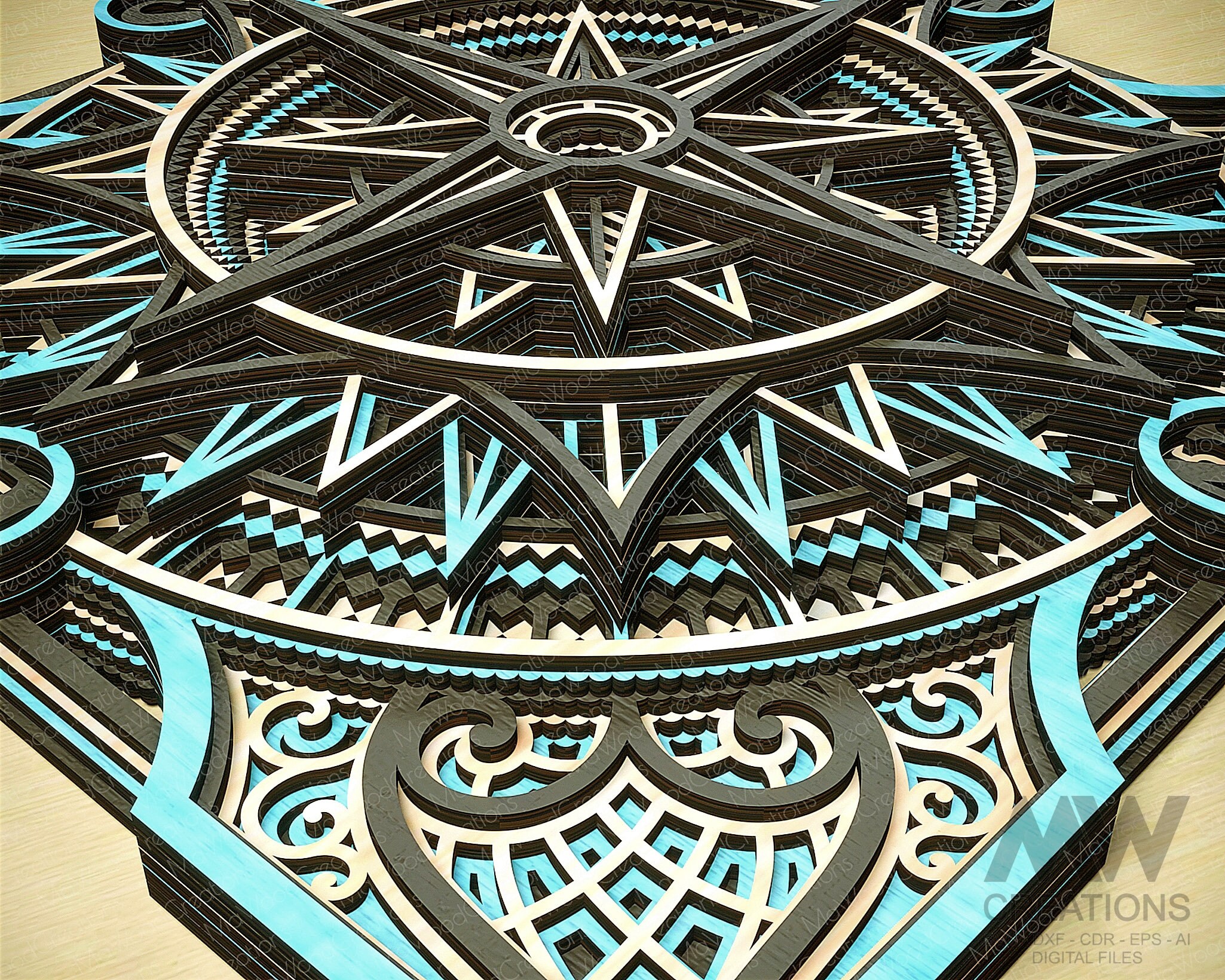 Multi-layer Compass Mandala, Laser Cut Compass 3D Mandala Svg Files ...