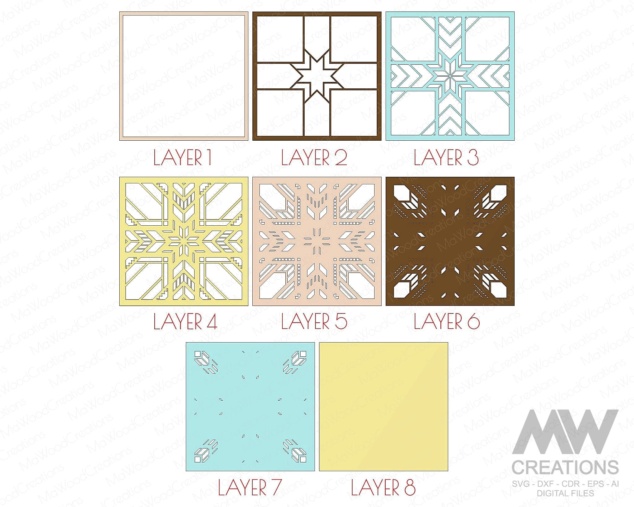 Laser Cut Geometry Mandala SVG Dxf, Multilayer Mandala Svg, 3d Svg ...