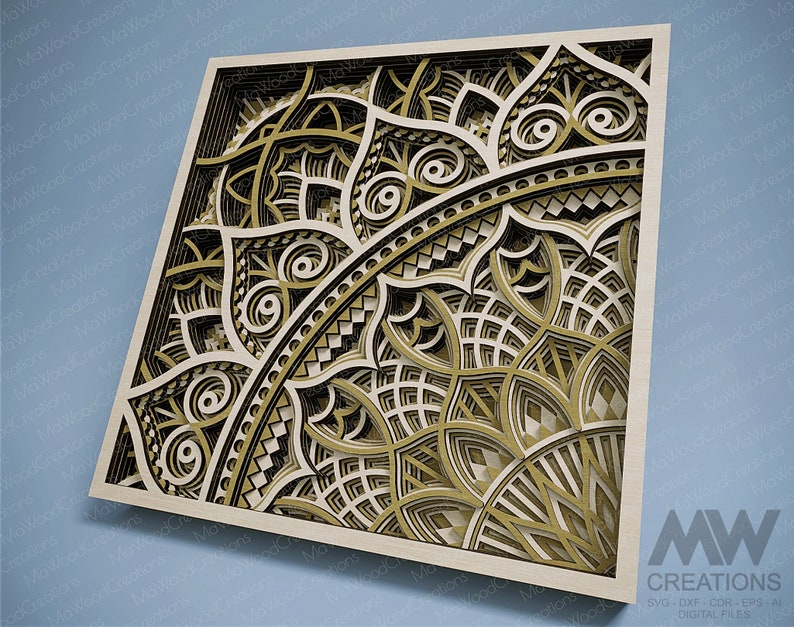 Laser Cut Multilayer Mandala SVG DXF, 3D layer Mandala SVG, Modular Mandala cutting files, Stacked Mandala Svg Dxf, Layered 3D Wood Art M235 image 5