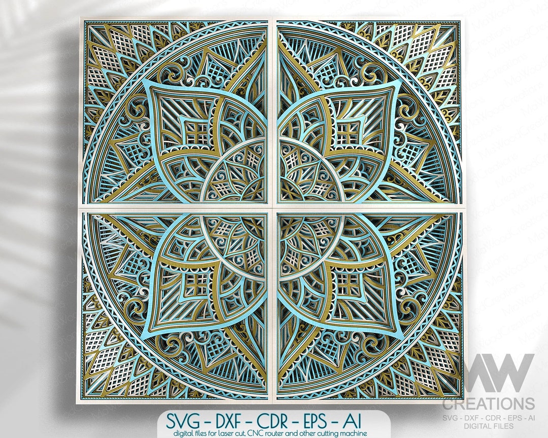 Laser Cut Layered Mandala SVG DXF, 3D Layer Mandala SVG, Lasercut ...