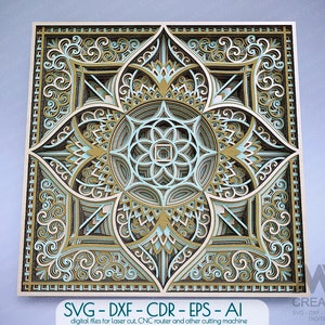 Multilayer Mandala SVG DXF, 3D layer Mandala SVG, Laser cut Mandala vector cut files, Stacked Mandala Svg Dxf, Layered 3D Wood Art - M233