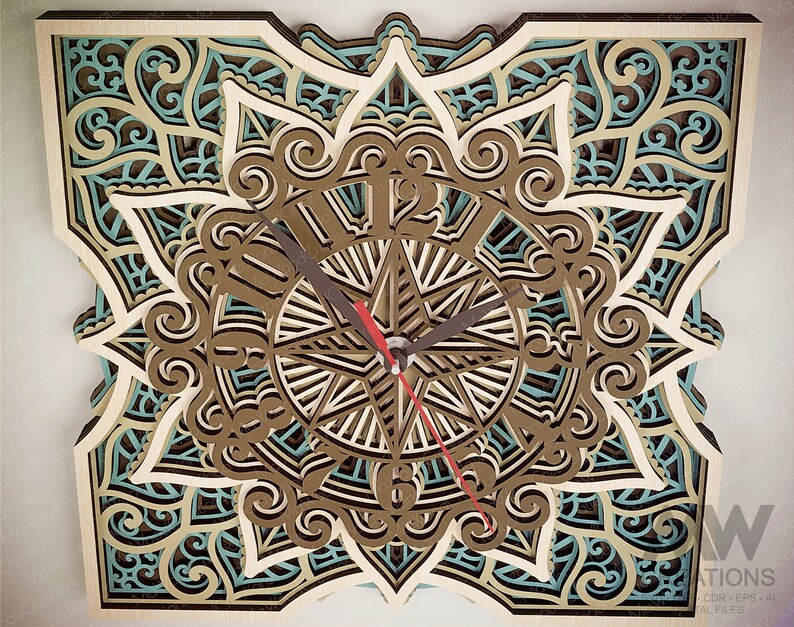 Laser Cut Compass Clock SVG Dxf, Compass Mandala Clock Svg, Mandala ...