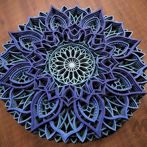 Laser Cut Mandala SVG DXF, 3D layer Mandala template, Flower Mandala cutting files, Multilayer Mandala Svg Dxf, Layered 3D Wood Art - M122 image 9
