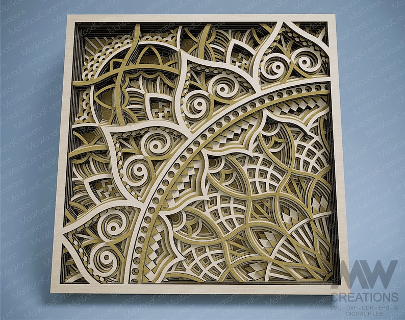 Laser Cut Multilayer Mandala SVG DXF, 3D layer Mandala SVG, Modular Mandala cutting files, Stacked Mandala Svg Dxf, Layered 3D Wood Art M235 image 3