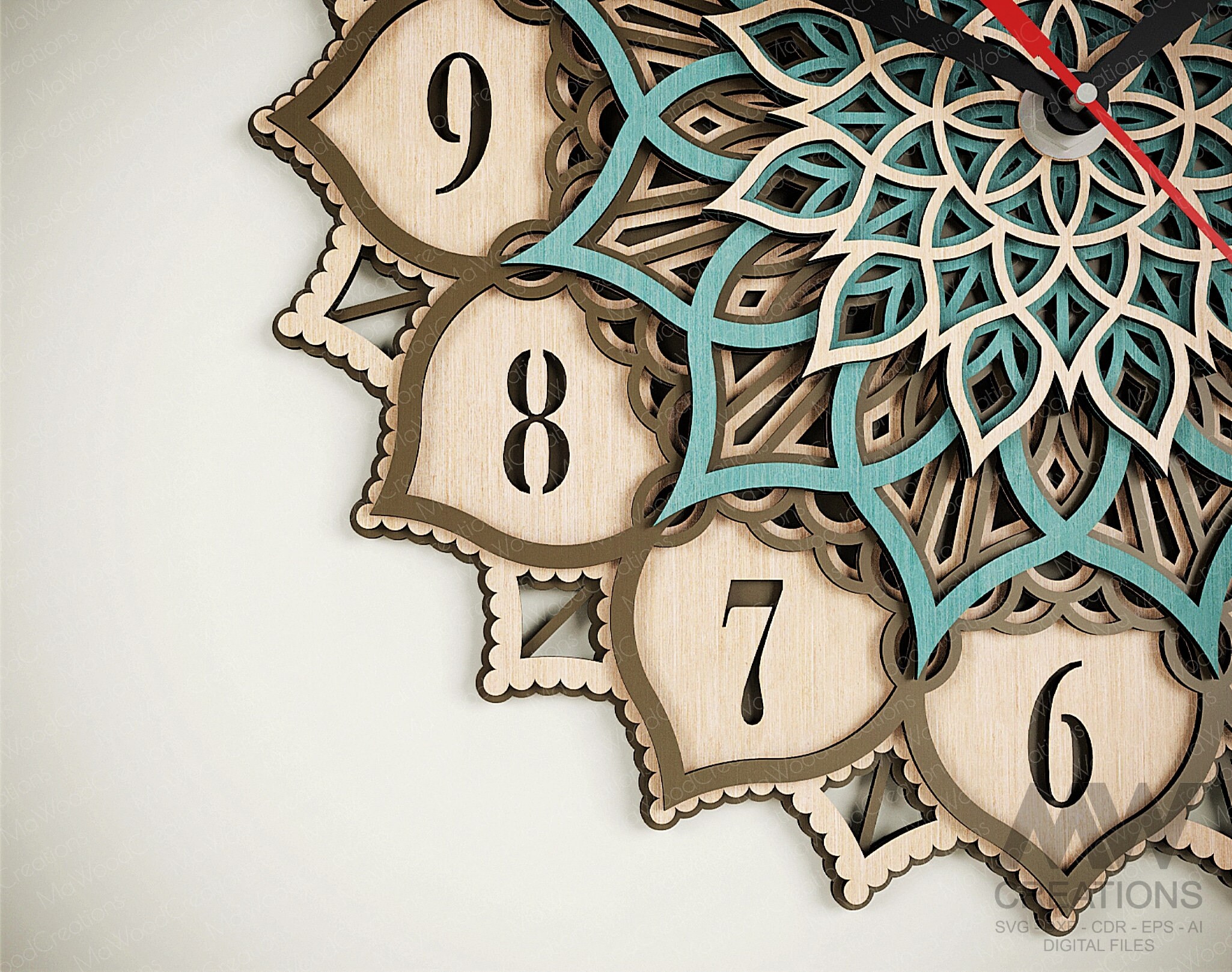 Laser Cut Mandala Clock Svg Dxf, 5 Layer Clock Cut Files, Laser Cut ...