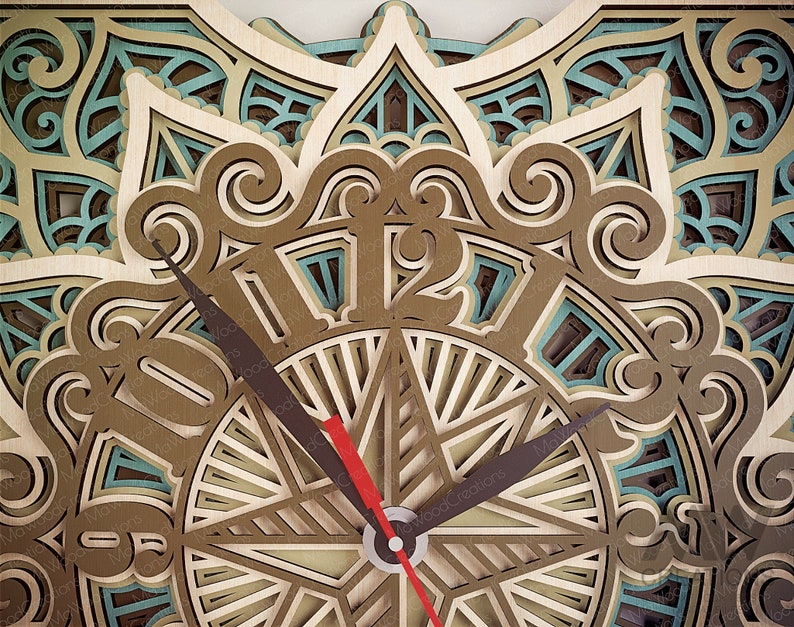 Laser Cut Compass Clock SVG Dxf, Compass Mandala Clock Svg, Mandala ...