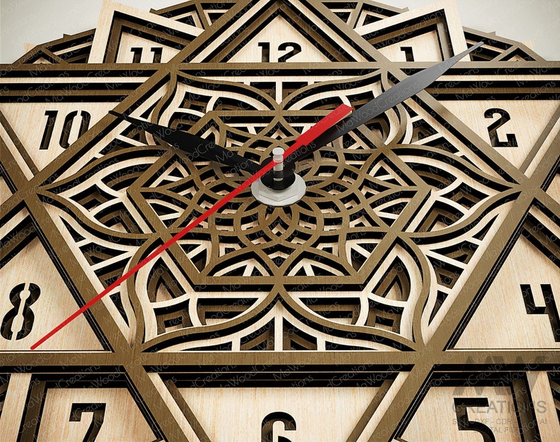 Multi Layer Clock Svg, Mandala Clock SVG Dxf, Laser Cut Clock, Star of ...