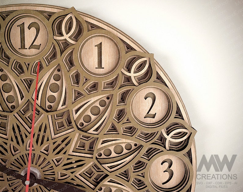 Laser Cut Mandala Clock Svg Dxf 5 Layer Clock Cut Files - Etsy