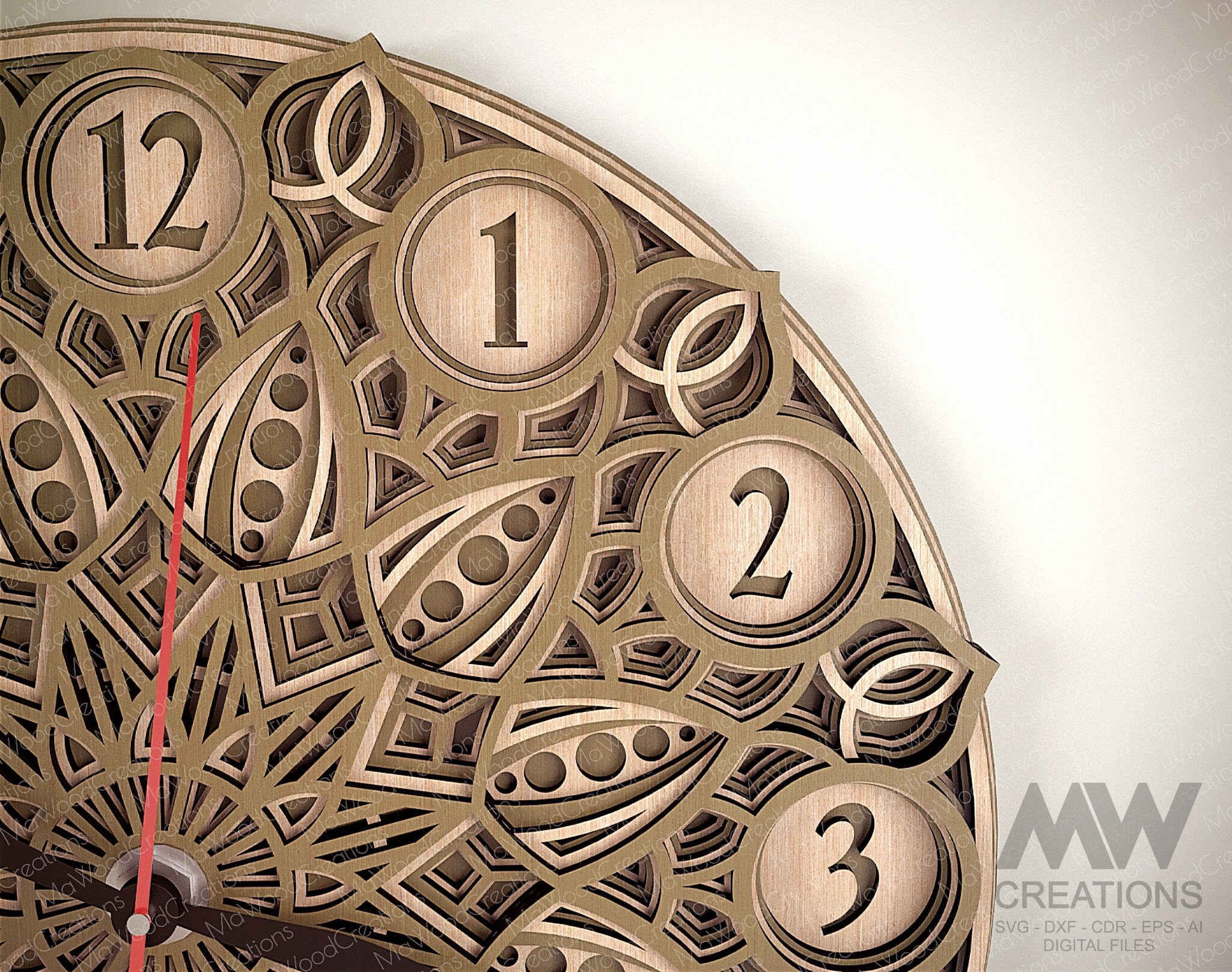 Laser Cut Mandala Clock Svg Dxf, 5 Layer Clock Cut Files, Laser Cut ...