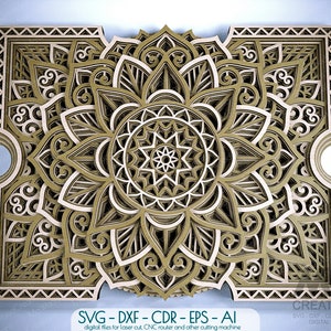 Taglio laser Mandala SVG Dxf, Mandala multistrato per taglio laser, Cricut svg Mandala, Glowforge 3D Mandala Svg, Laser Cut Mandala - M225