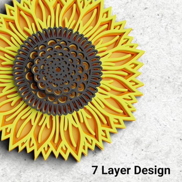 Sunflower SVG 7 Layer 3D Mandala SVG PNG Flower Mandala Svg Floral Svg 3D Flower Svg *Instant Download*