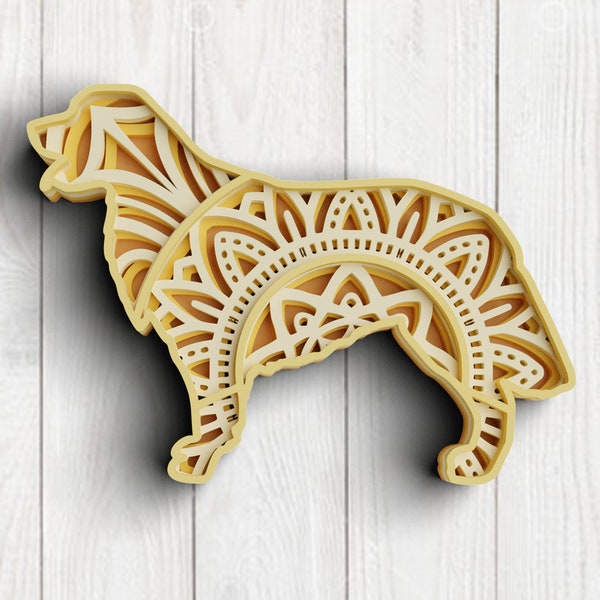 3D Golden Retriever Dog Mandala SVG DXF - Dog Svg 3D Mandala Svg - Layered Mandala Svg files for Cricut