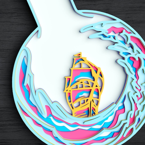 3D Ship SVG DXF 6 Layer - Ocean Svg 3D Shadow box Svg - Layered Mandala Svg files for Cricut, Laser Cut 3D Ship SVG DXF 6 Layer - Ocean Svg 3D Shadow box Svg - Layered Mandala Svg files for Cricut, Laser Cut