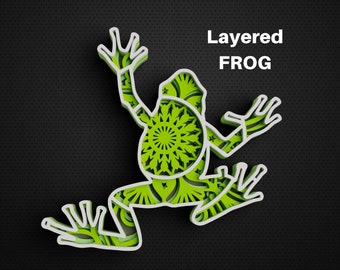 3D Frog Mandala SVG DXF files, 3D Mandala Svg, Layered Mandala Svg files for Cricut