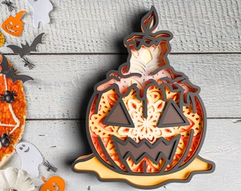 3D Layered Halloween Gnome SVG - DXF files for Plasma - 3D Mandala Svg files for Cricut, Glowforge Project
