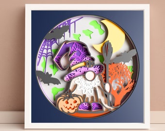 Shadow Box SVG, Laser Cut Files, Halloween Gnome, DXF Files For Plasma, Cricut Svg Dxf Files, Glowforge Project, 3D Layered Svg Files