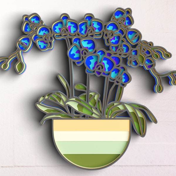 Flower Layered SVG DXF - Orchid Svg 3D Mandala Svg -  Svg files for Cricut Projects, Laser Cut Designs