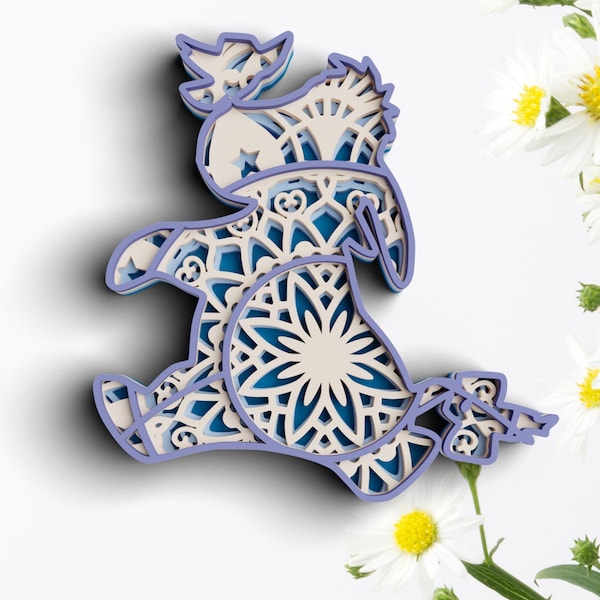 3D Donkey SVG DXF - Kids Svg - 3D Mandala Svg - Layered Mandala Svg files for Cricut, Laser Cut