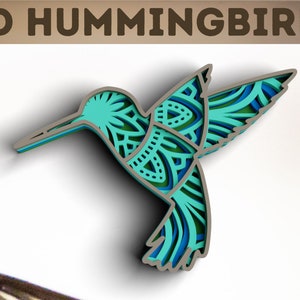 3D Hummingbird  SVG DXF Layered Svg - 3D Mandala Svg - Layered Mandala Svg files for Cricut Projects, Laser Cut