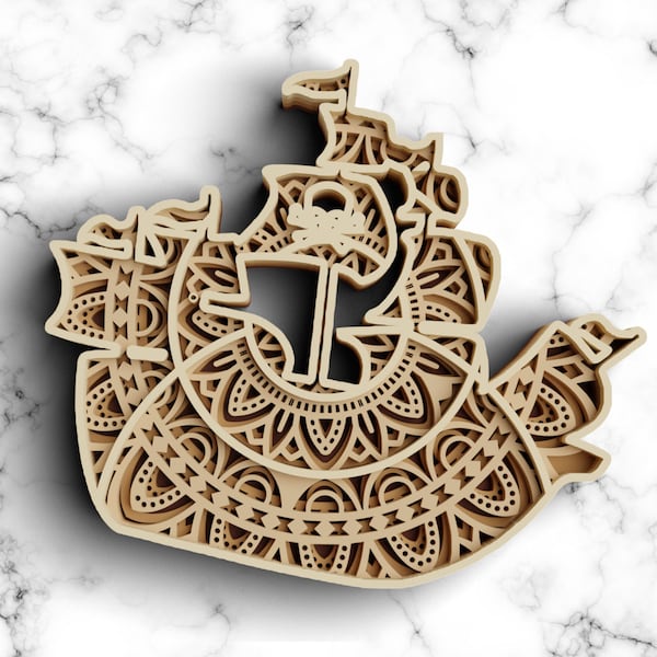 3D Pirate Ship SVG DXF 4 Layer - Pirate Svg 3D Shadow box Svg - Layered Mandala Svg files for Cricut, Laser Cut 3D Pirate Ship SVG DXF 4 Layer - Pirate Svg 3D Shadow box Svg - Layered Mandala Svg files for Cricut, Laser Cut