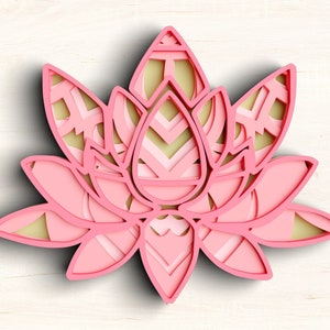 3D Lotus SVG DXF 4 Layer - Flower Svg 3D Mandala Svg - Layered Mandala Svg files for Cricut, Laser Cut