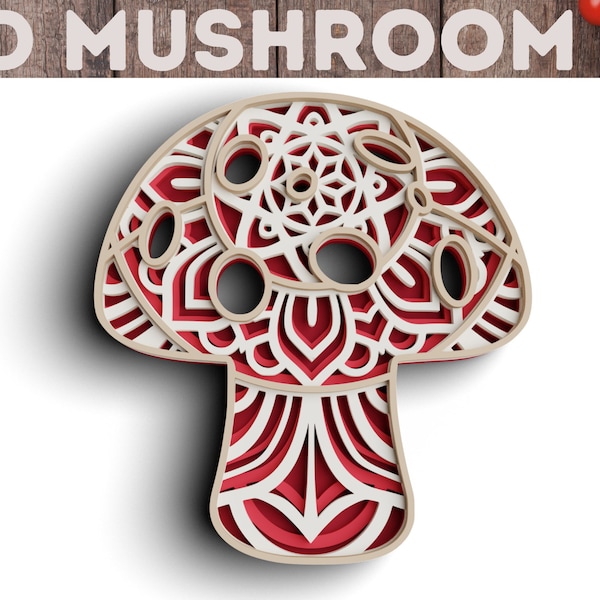 3D Mushroom SVG DXF 4 Layer - Mystical Svg 3D Shadow box Svg - Layered Mandala Svg files for Cricut, Laser Cut 3D Mushroom SVG DXF 4 Layer - Mystical Svg 3D Shadow box Svg - Layered Mandala Svg files for Cricut, Laser Cut
