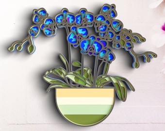 Flower Layered SVG DXF - Orchid Svg 3D Mandala Svg -  Svg files for Cricut Projects, Laser Cut Designs