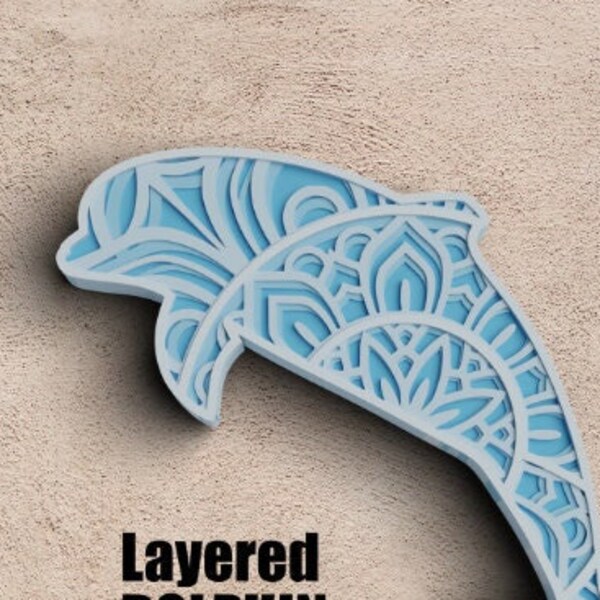 3D Dolphin SVG DXF 4 Layer - Sea Animal Svg 3D Mandala Svg - Layered Mandala Svg files for Cricut, Laser Cut 3D Dolphin SVG DXF 4 Layer - Sea Animal Svg 3D Mandala Svg - Layered Mandala Svg files for Cricut, Laser Cut