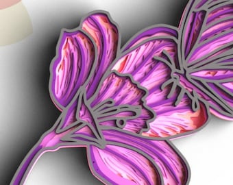3D Butterfly SVG DXF 7 Layer - Flower Svg 3D Mandala Svg - Layered Mandala Svg files for Cricut, Laser Cut