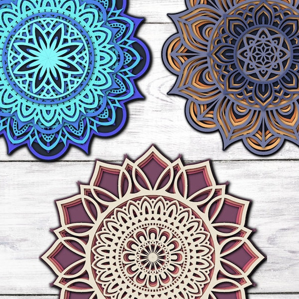 3D Mandala SVG Bundle Layered Mandala SVG, Multilayer Mandala Laser Cut Files, Circut Svg files, Mandala Wall hanging 3D Mandala SVG Bundle Layered Mandala SVG, Multilayer Mandala Laser Cut Files, Circut Svg files, Mandala Wall hanging